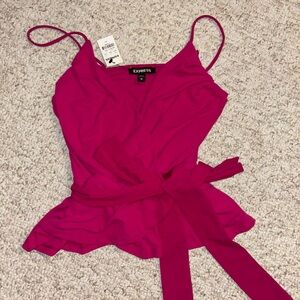 Express Pink Wrap Top